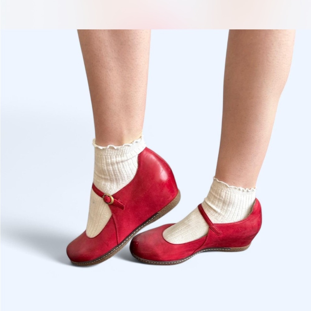 Red Dansko Loralie Mary Jane Wedge Shoes